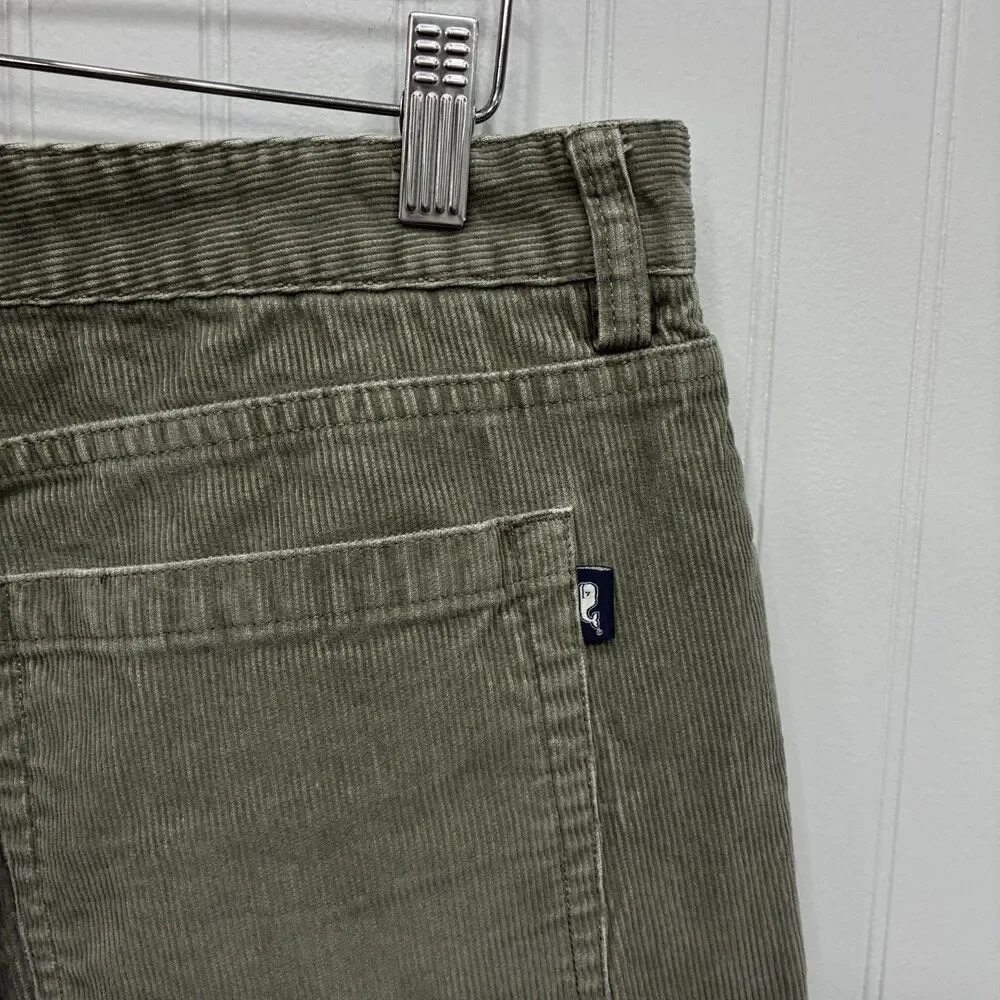 Vineyard Vines Men's W36 x L34 Green Straight Flat Front Cotton Corduroy Pants